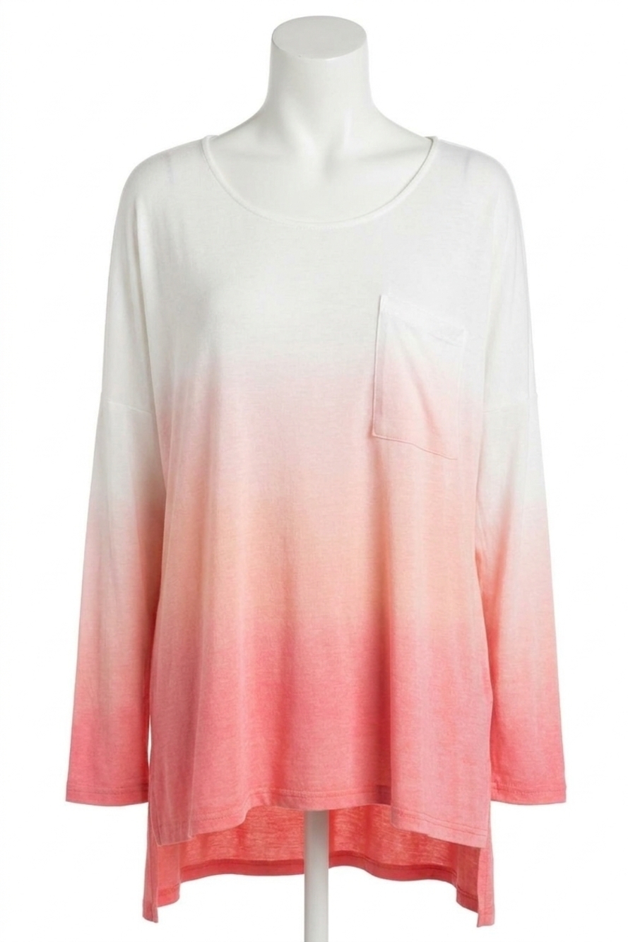 NEW SHE + SKY ombre dip dye pocket top in coral
